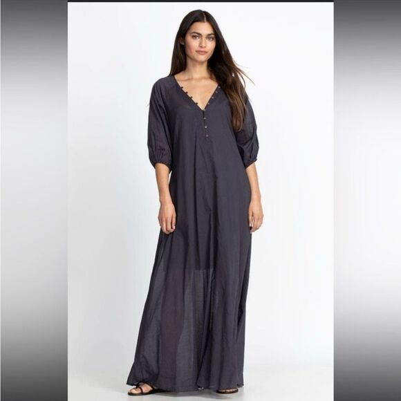 Johnny Was Dresses & Skirts - Johnny Was Calme Buttoned Raglan Dress In Graphite